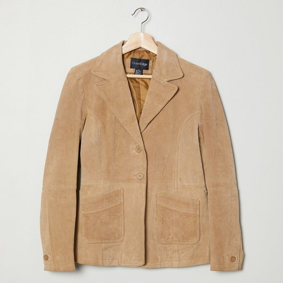 90s Tan Suede Blazer L